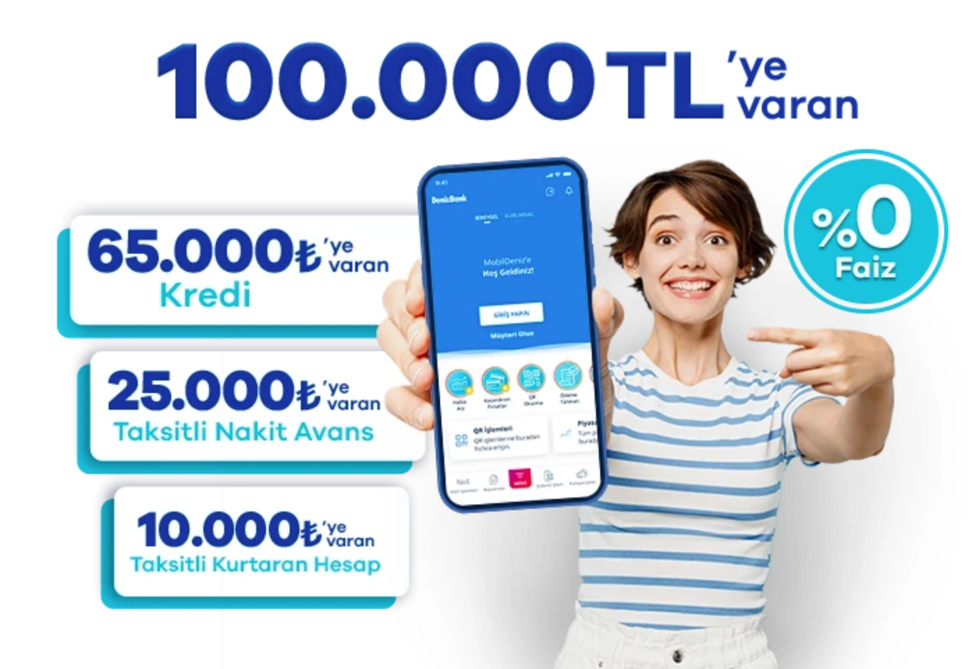DenizBank Faizsiz 100.000 TL Nakit Kampanyası